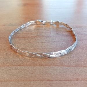 🌷 Italian Sterling Silver Flat Braided Chain Bracelet
